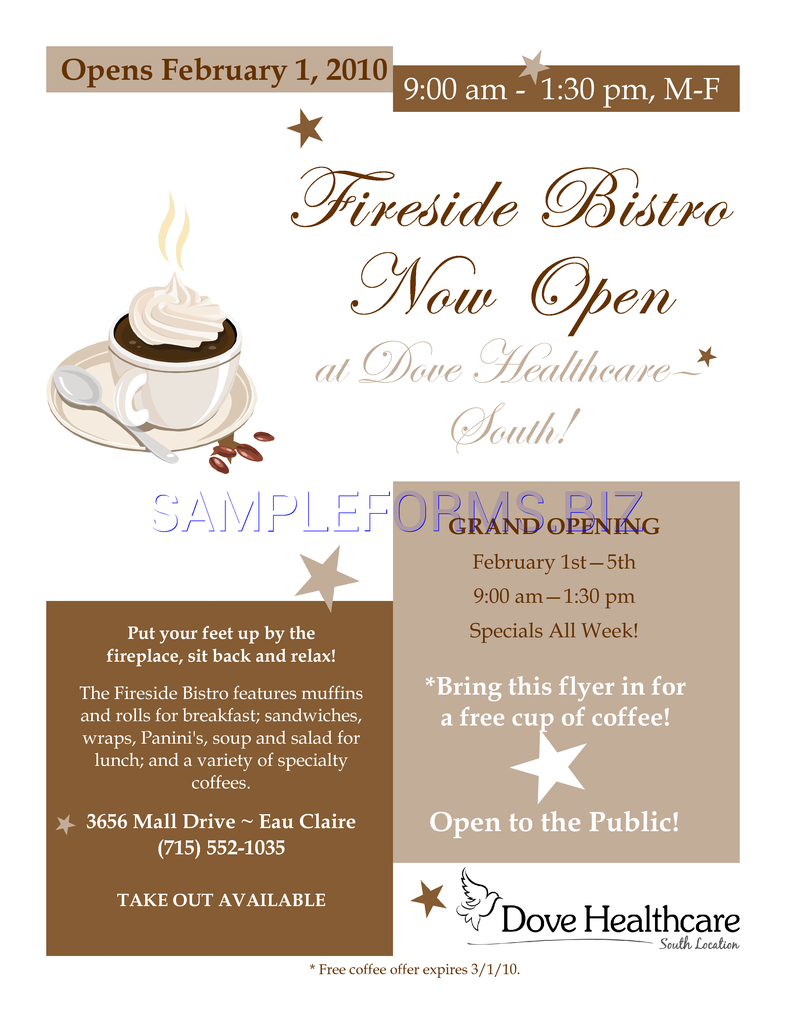 Preview free downloadable Grand Opening Flyer 3 in PDF (page 1)